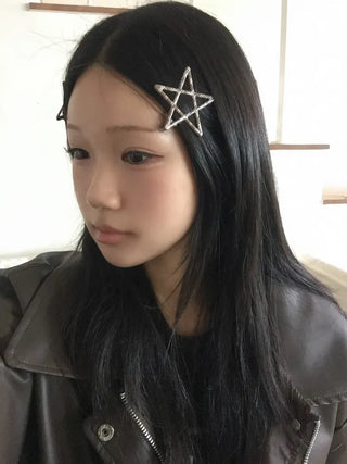 Sugar Star Metallic Check Dot Pattern Big Hairpin