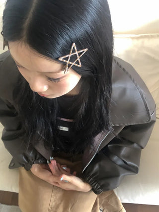 Sugar Star Metallic Check Dot Pattern Big Hairpin