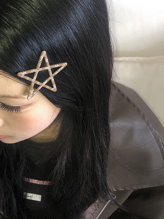 Sugar Star Metallic Check Dot Pattern Big Hairpin