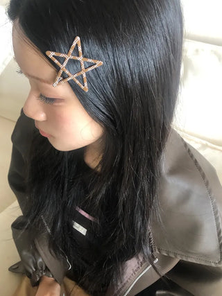 Sugar Star Metallic Check Dot Pattern Big Hairpin