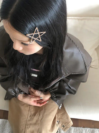 Sugar Star Metallic Check Dot Pattern Big Hairpin