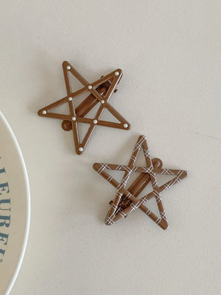 Sugar Star Metallic Check Dot Pattern Big Hairpin
