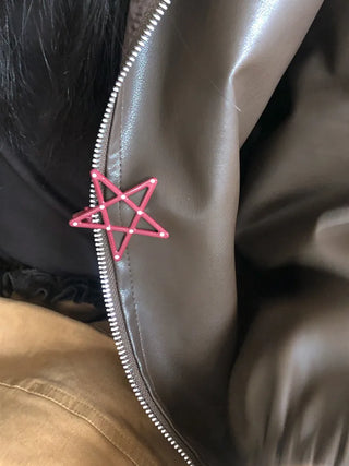 Sugar Star Metallic Check Dot Pattern Big Hairpin