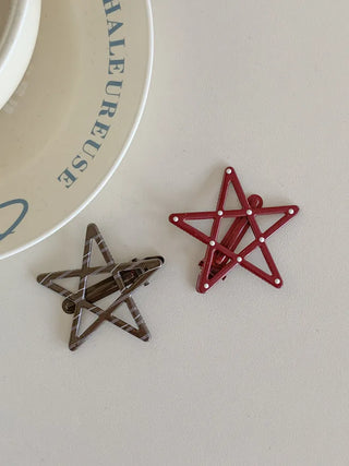 Sugar Star Metallic Check Dot Pattern Big Hairpin