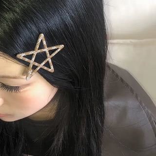 Sugar Star Metallic Check Dot Pattern Big Hairpin