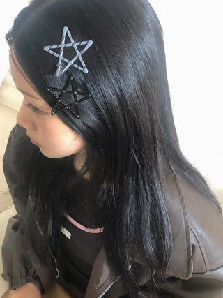 Sugar Star Metallic Check Dot Pattern Big Hairpin