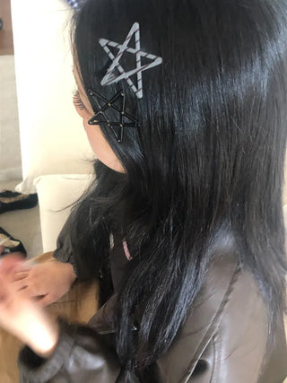 Sugar Star Metallic Check Dot Pattern Big Hairpin