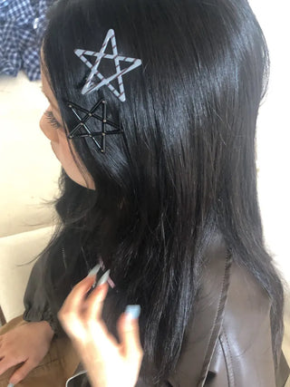 Sugar Star Metallic Check Dot Pattern Big Hairpin