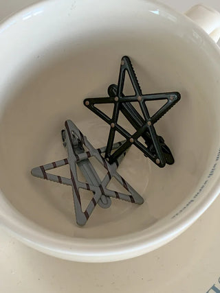 Sugar Star Metallic Check Dot Pattern Big Hairpin
