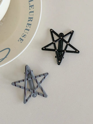 Sugar Star Metallic Check Dot Pattern Big Hairpin