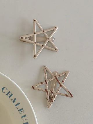 Sugar Star Metallic Check Dot Pattern Big Hairpin