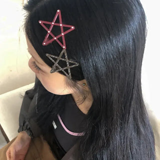 Sugar Star Metallic Check Dot Pattern Big Hairpin