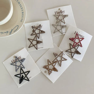 Sugar Star Metallic Check Dot Pattern Big Hairpin