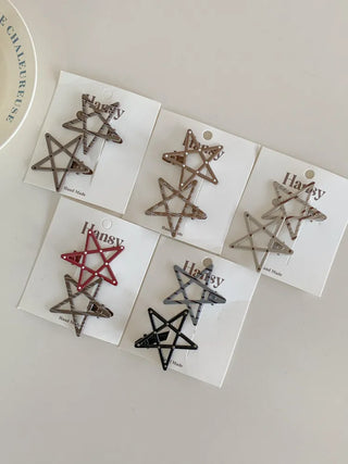 Sugar Star Metallic Check Dot Pattern Big Hairpin