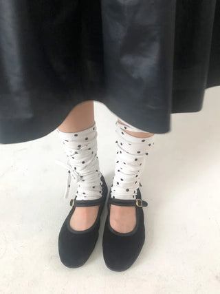 Monet Dot Long Strap Leg Warmers