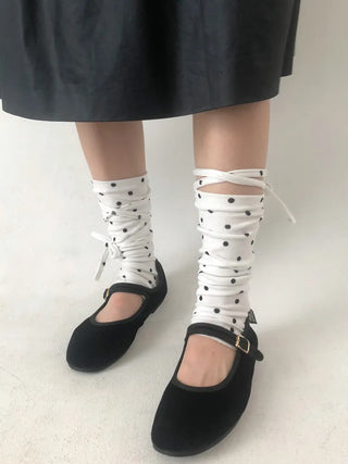 Monet Dot Long Strap Leg Warmers