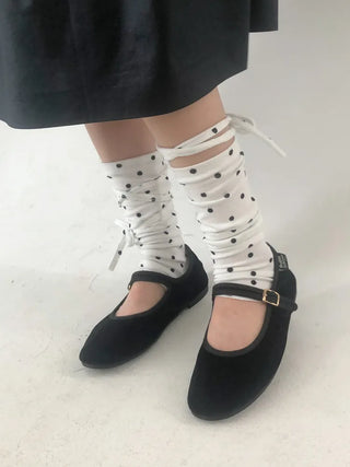 Monet Dot Long Strap Leg Warmers