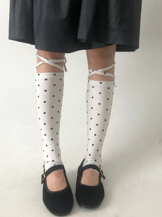 Monet Dot Long Strap Leg Warmers