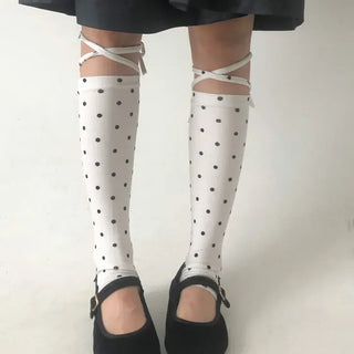 Monet Dot Long Strap Leg Warmers