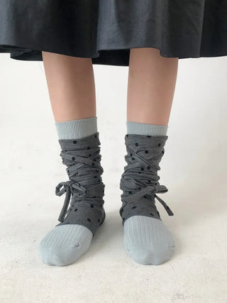 Monet Dot Long Strap Leg Warmers