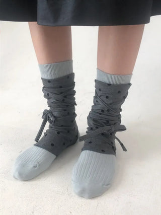 Monet Dot Long Strap Leg Warmers