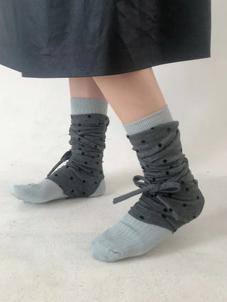 Monet Dot Long Strap Leg Warmers