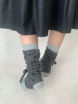 Monet Dot Long Strap Leg Warmers