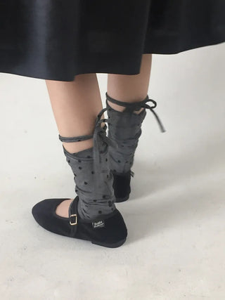 Monet Dot Long Strap Leg Warmers