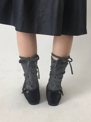 Monet Dot Long Strap Leg Warmers