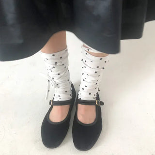 Monet Dot Long Strap Leg Warmers
