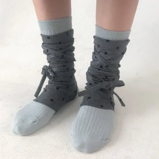 Monet Dot Long Strap Leg Warmers