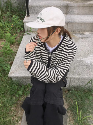 Love & Peace Ribbed Corduroy Embroidered String Camp Cap
