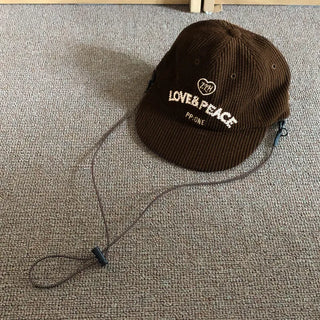 Love & Peace Ribbed Corduroy Embroidered String Camp Cap