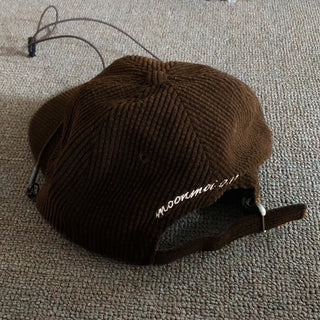 Love & Peace Ribbed Corduroy Embroidered String Camp Cap