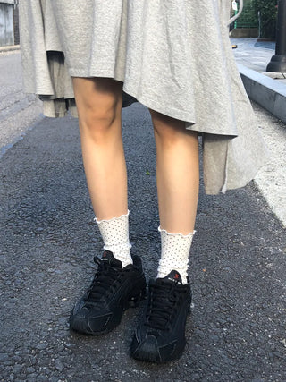 Keyless Mini Dot Wavy Pleated Leg Warmers