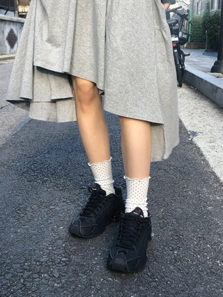 Keyless Mini Dot Wavy Pleated Leg Warmers