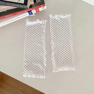 Keyless Mini Dot Wavy Pleated Leg Warmers