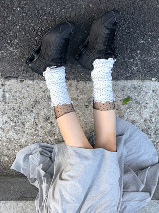 Keyless Mini Dot Wavy Pleated Leg Warmers