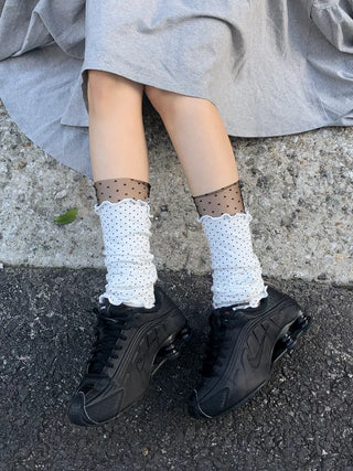 Keyless Mini Dot Wavy Pleated Leg Warmers