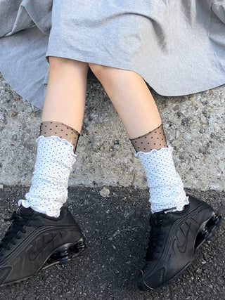 Keyless Mini Dot Wavy Pleated Leg Warmers