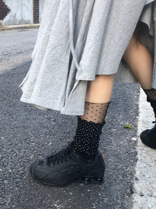 Keyless Mini Dot Wavy Pleated Leg Warmers