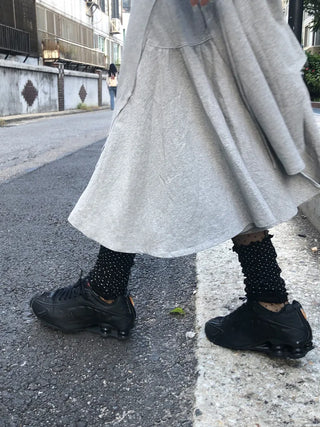 Keyless Mini Dot Wavy Pleated Leg Warmers