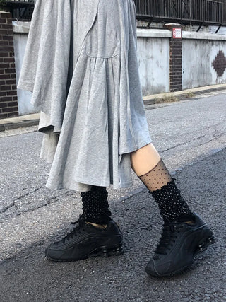 Keyless Mini Dot Wavy Pleated Leg Warmers