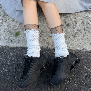 Keyless Mini Dot Wavy Pleated Leg Warmers
