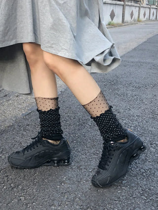 Keyless Mini Dot Wavy Pleated Leg Warmers