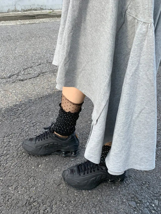 Keyless Mini Dot Wavy Pleated Leg Warmers
