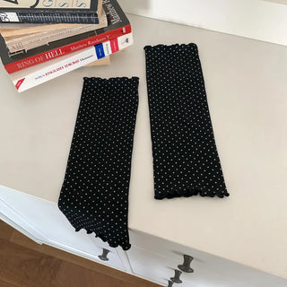 Keyless Mini Dot Wavy Pleated Leg Warmers