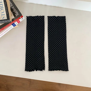 Keyless Mini Dot Wavy Pleated Leg Warmers