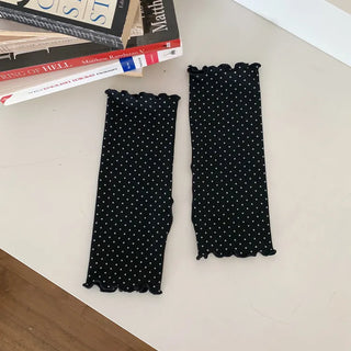 Keyless Mini Dot Wavy Pleated Leg Warmers