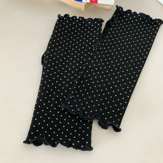 Keyless Mini Dot Wavy Pleated Leg Warmers